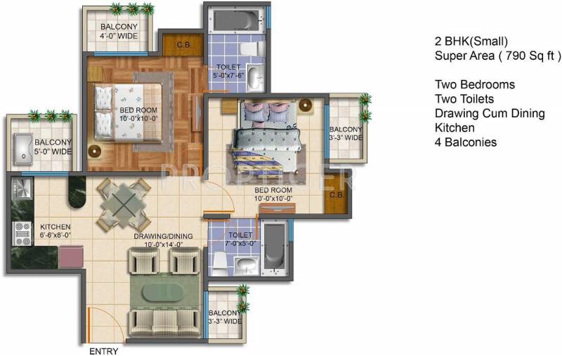 Royal Estate Fragrance Homes (2BHK+2T (790 sq ft) 790 sq ft)