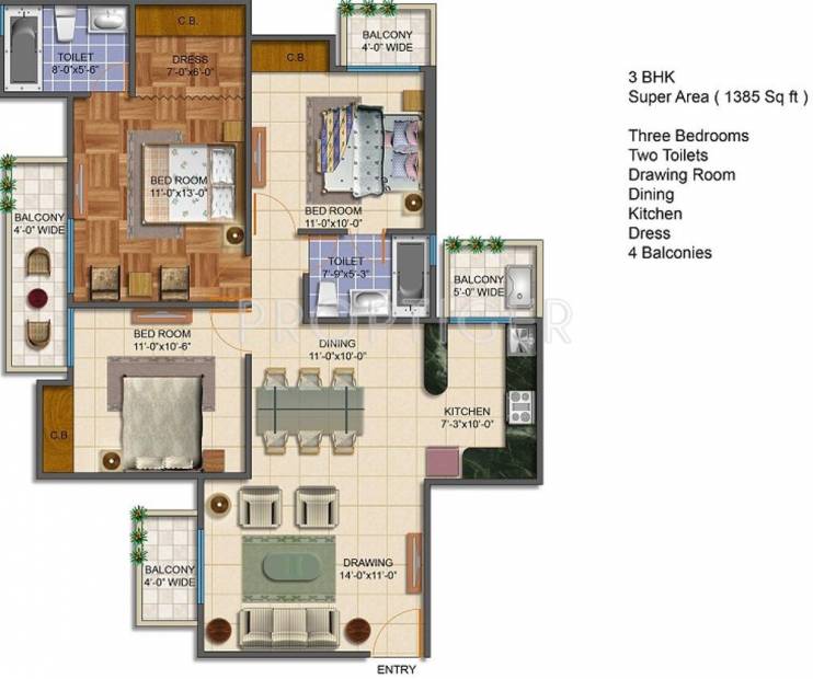 Royal Estate Fragrance Homes (3BHK+2T (1,385 sq ft) 1385 sq ft)