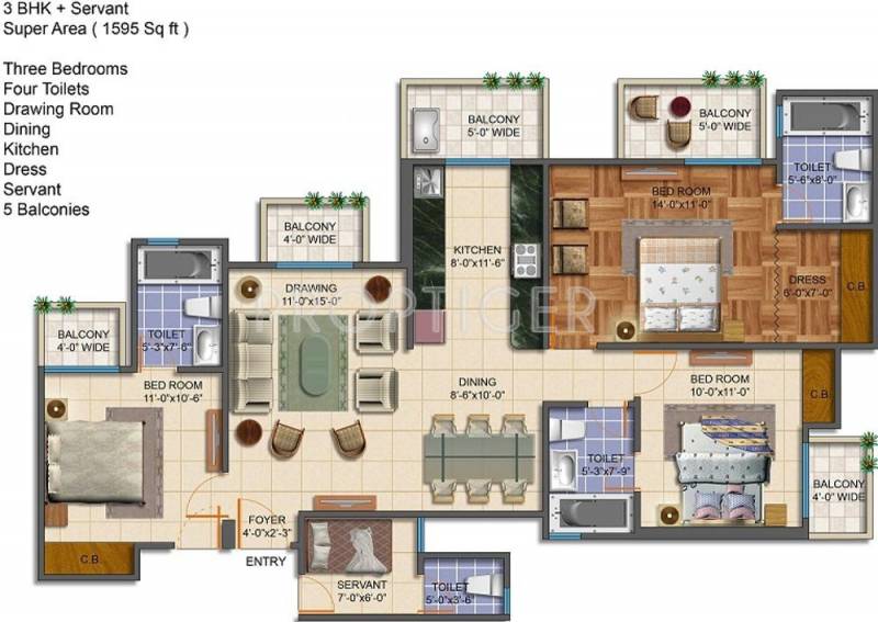Royal Estate Fragrance Homes (3BHK+4T (1,595 sq ft)   Servant Room 1595 sq ft)