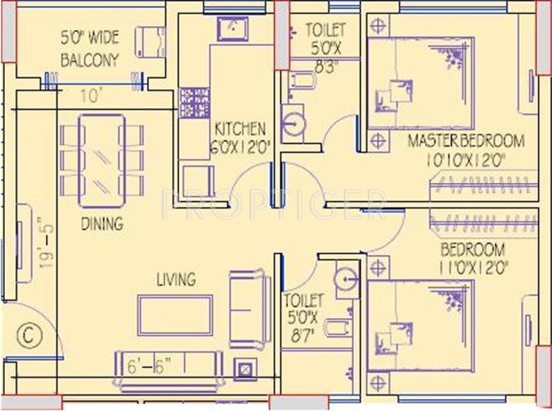 Dhoot Pratham (2BHK+2T (1,465 sq ft) 1465 sq ft)