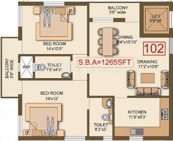 Archid Maple (2BHK+2T (1,265 sq ft) 1265 sq ft) Archid Maple (2BHK+2T (1,265 sq ft) 1265 sq ft)