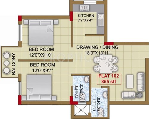 Archid Royal (2BHK+2T (855 sq ft) 855 sq ft) Archid Royal (2BHK+2T (855 sq ft) 855 sq ft)