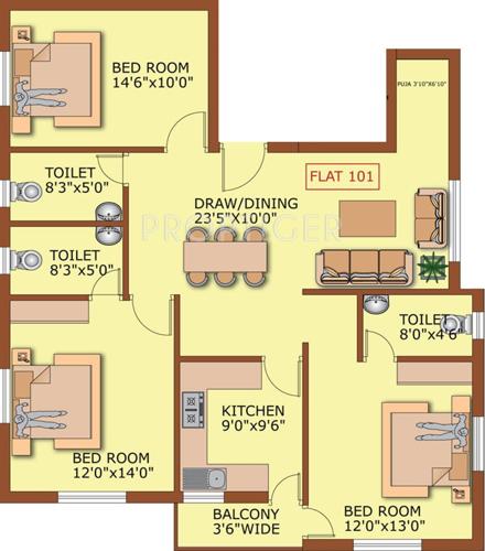 Archid Lakeshore (3BHK+3T (1,541 sq ft) + Pooja Room 1541 sq ft) Archid Lakeshore (3BHK+3T (1,541 sq ft) + Pooja Room 1541 sq ft)