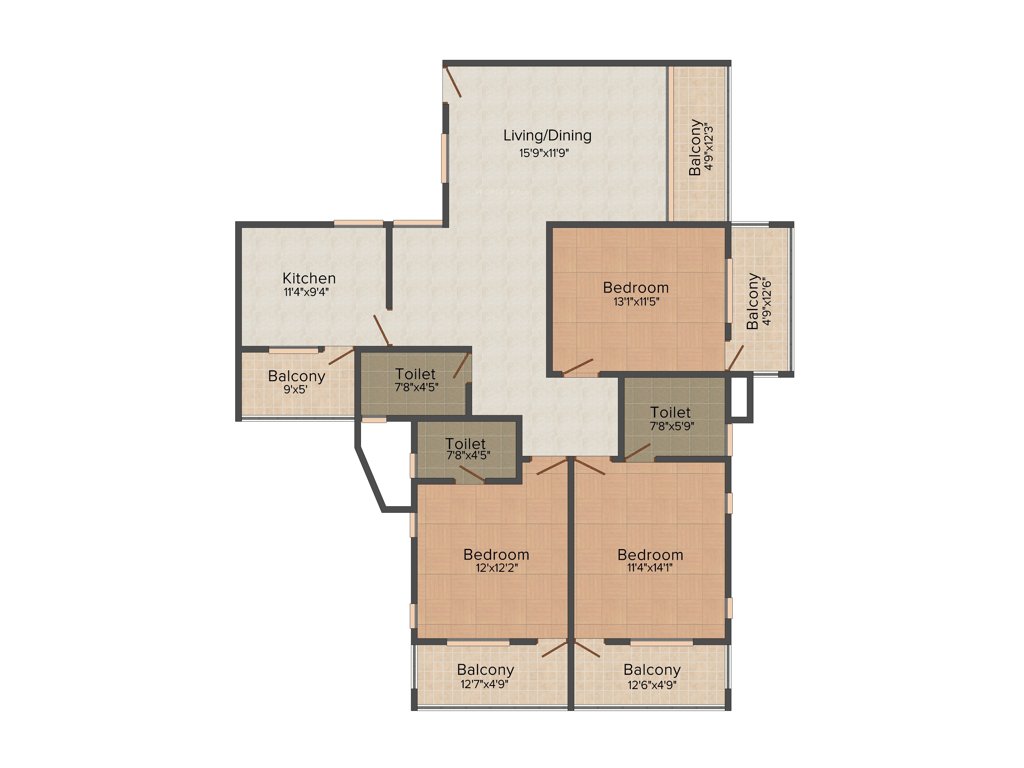 Commonwealth Jade Blue (3BHK+3T (1,500 sq ft) 1500 sq ft)