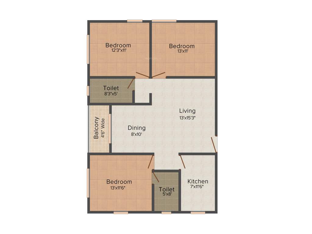 Rajat Boulevard (3BHK+2T (1,454 sq ft) 1454 sq ft)