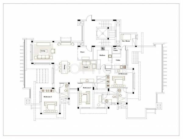Floor Plan (3BHK+3T) Chowgule Real Estate Meadows Floor Plan (3BHK+3T)