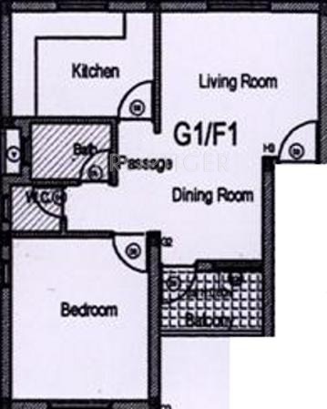 Chowgule Real Estate Gardens Floor Plan (1BHK+1T)