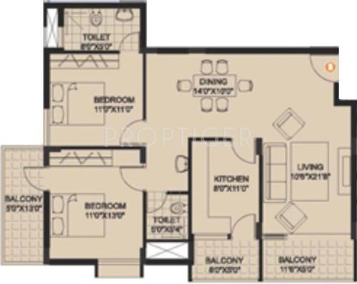 Space Silver Streak (2BHK+2T (1,210 sq ft) 1210 sq ft)