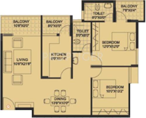 Space Silver Streak (2BHK+2T (1,295 sq ft) 1295 sq ft)