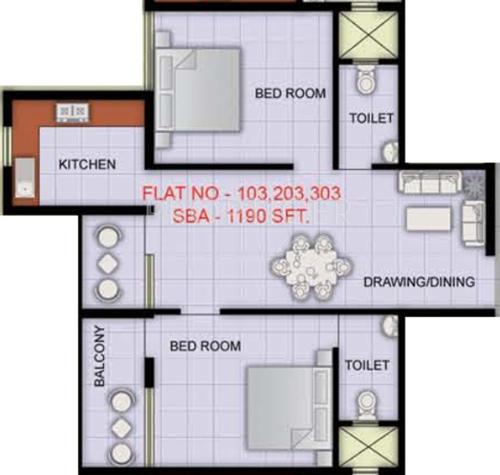 Indo City Enclave (2BHK+2T (1,190 sq ft) 1190 sq ft) Indo City Enclave (2BHK+2T (1,190 sq ft) 1190 sq ft)