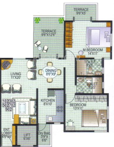 Ganesha Heritage Palace (2BHK+2T (1,300 sq ft) 1300 sq ft)