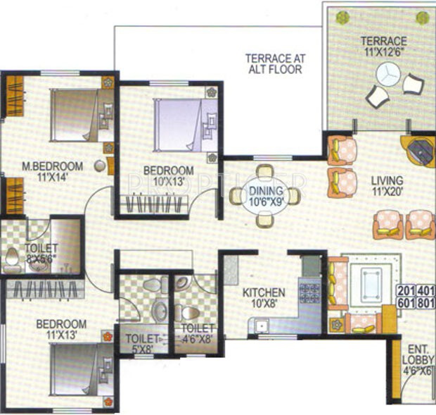 Shree Ganesh Associates Heritage Palace Floor Plan (3BHK+3T)