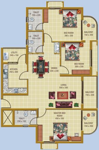 Uni Midtown (3BHK+3T (1,531 sq ft) 1531 sq ft) Uni Midtown (3BHK+3T (1,531 sq ft) 1531 sq ft)