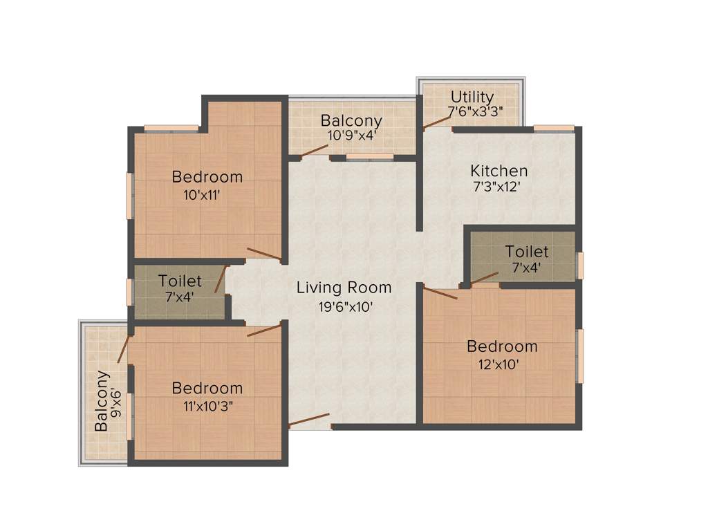 Propshell Aqua Sphere (3BHK+2T (1,281 sq ft) 1281 sq ft)