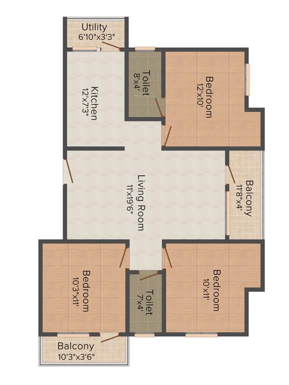 Propshell Aqua Sphere (3BHK+2T (1,347 sq ft) 1347 sq ft)