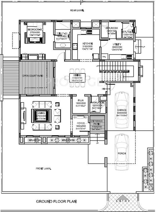 Sobha Lifestyle Upper Ground Floor Plan (3BHK+3T)