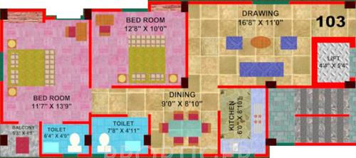 Super City Plaza (2BHK+2T (1,067 sq ft) 1067 sq ft)