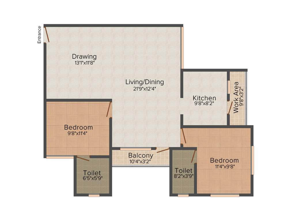 Anta Marvel (2BHK+2T (1,110 sq ft) 1110 sq ft)