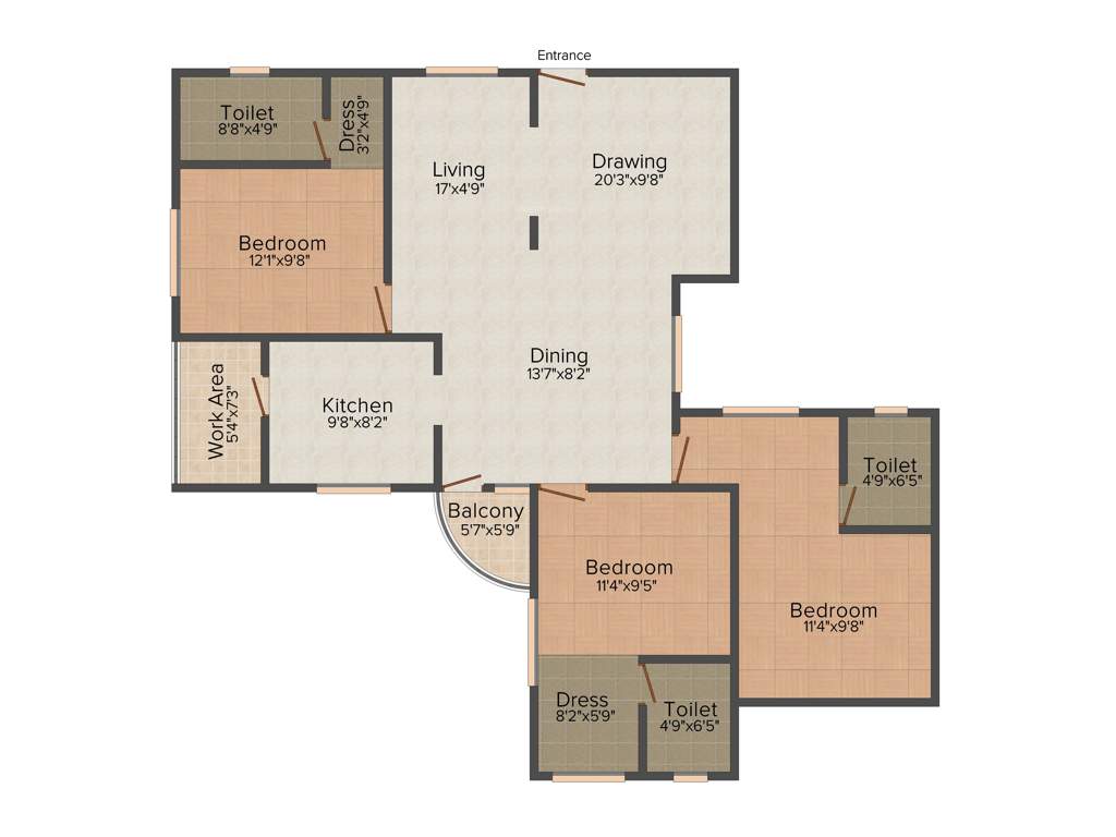 Anta Marvel (3BHK+3T (1,400 sq ft) 1400 sq ft)