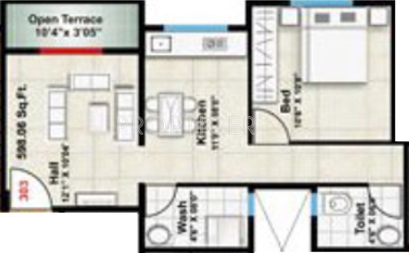 Shree Ganesh Constructions Enclave Floor Plan (1BHK+1T)