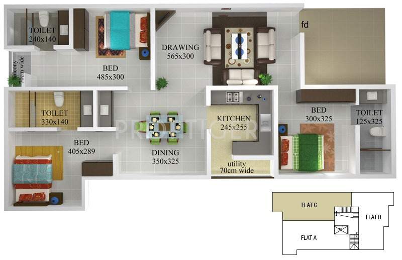 Anta Crown (3BHK+3T (1,330 sq ft) 1330 sq ft)