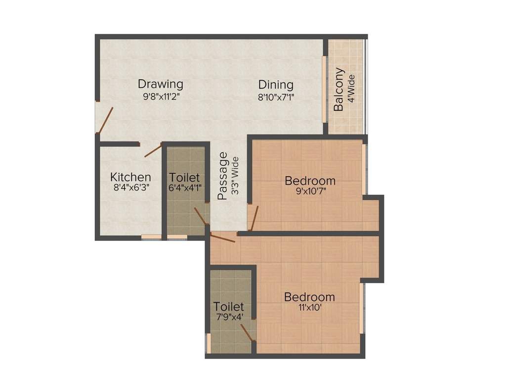 Aster Shree Gardens (2BHK+2T (937 sq ft) 937 sq ft)