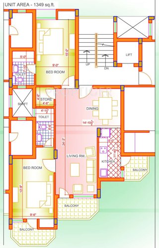 Deoasis The Silver Olive (2BHK+2T (1,349 sq ft) 1349 sq ft)