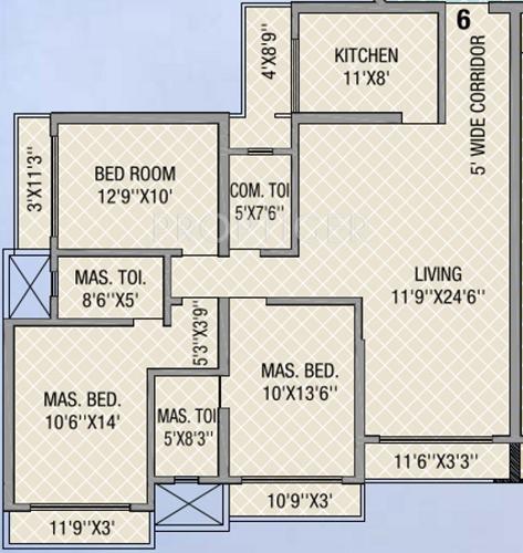 Dimples La Vista Floor Plan (3BHK+3T)