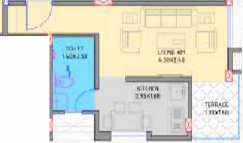 Niche Constructions Elysia Floor Plan (1BHK+1T (371 sq ft) 371 sq ft)