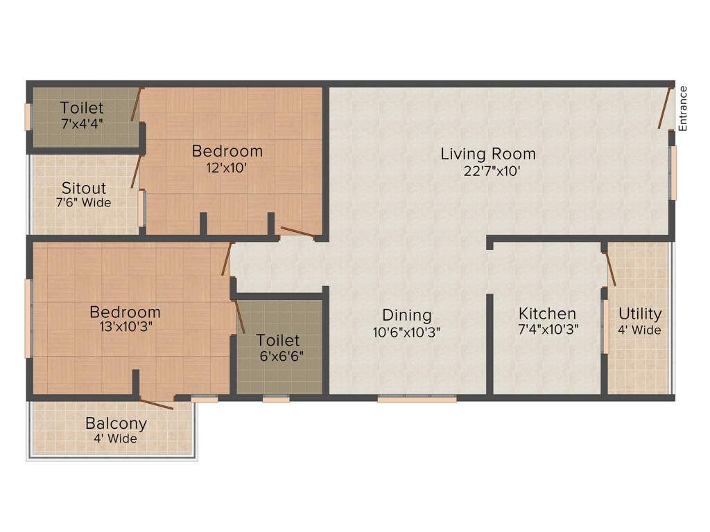 Chilukuri Blossoms Paradise (2BHK+2T (1,215 sq ft) 1215 sq ft)