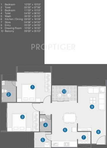 Sangani Shaligram Lakeview (2BHK+2T (1,280 sq ft) 1280 sq ft)