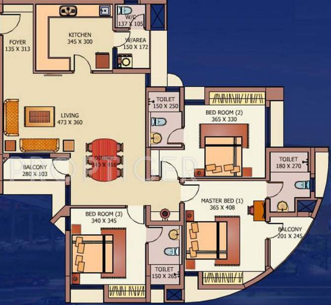 Hilite Residency (3BHK+3T (1,693 sq ft) 1693 sq ft)