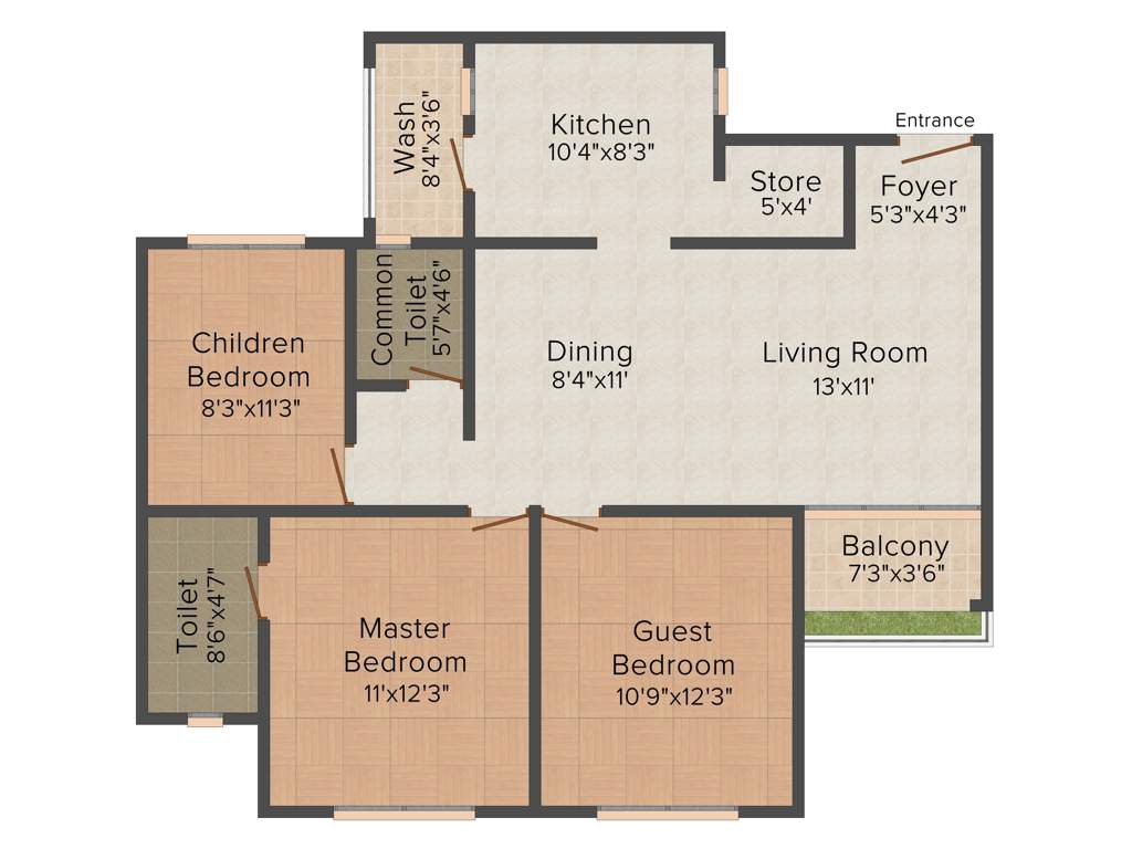 Pacifica San Lucas (2BHK+2T (1,464 sq ft) + Study Room 1464 sq ft)