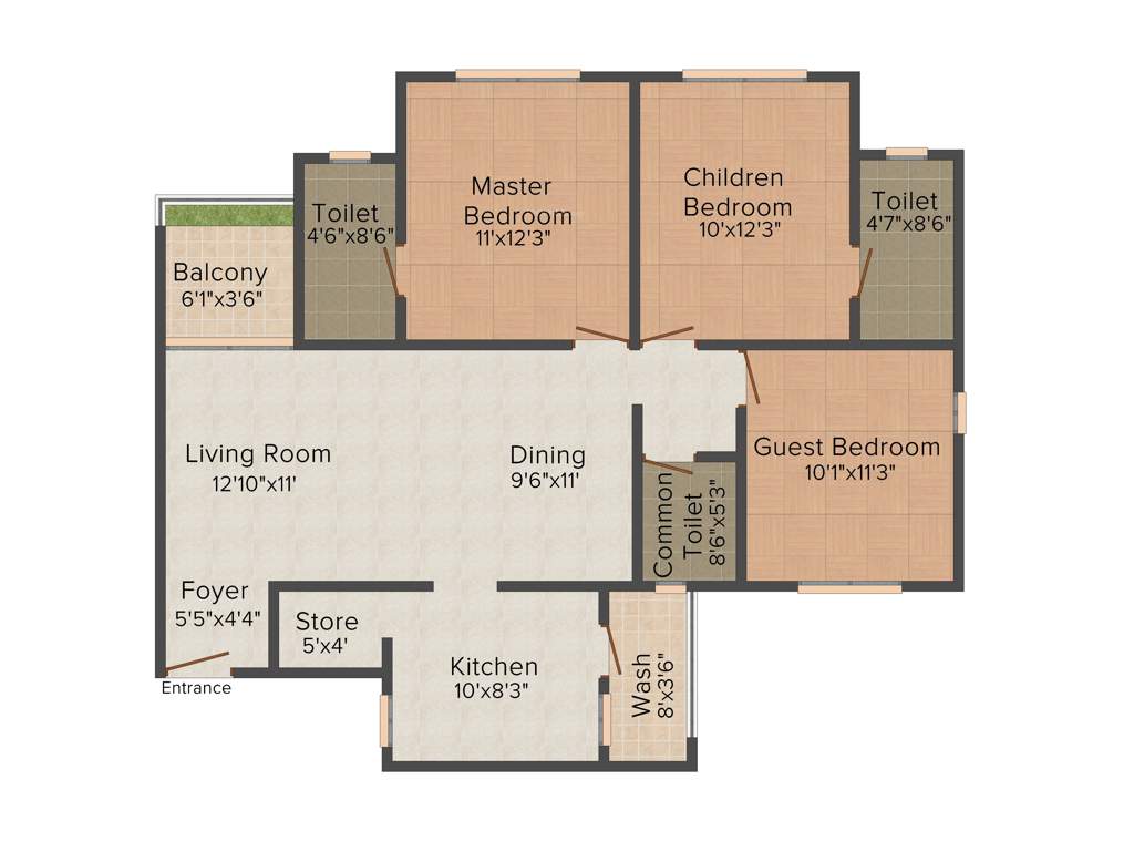 Pacifica San Lucas (3BHK+3T (1,554 sq ft) 1554 sq ft)