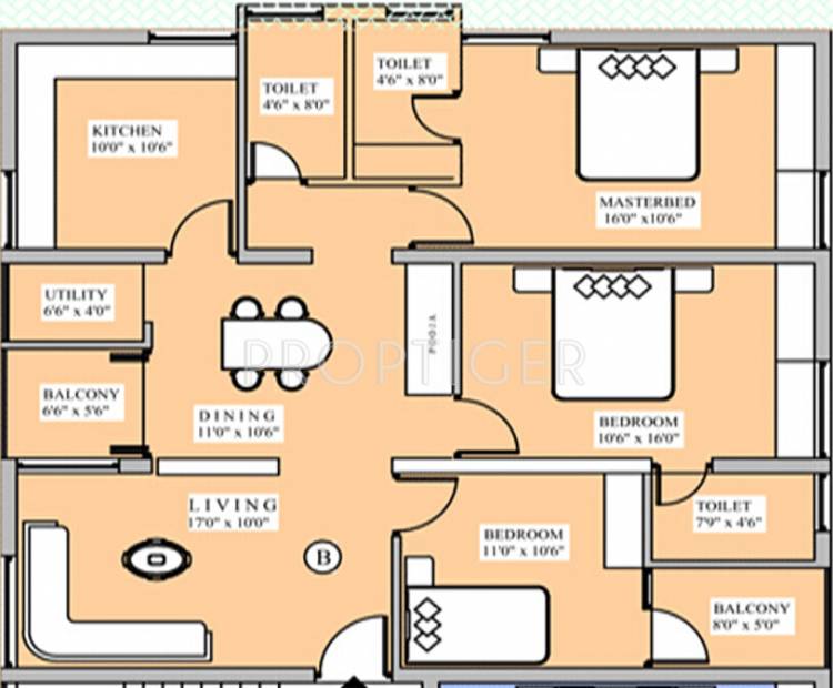 Vijaya Vijaya Apartment (3BHK+3T (1,385 sq ft) 1385 sq ft)