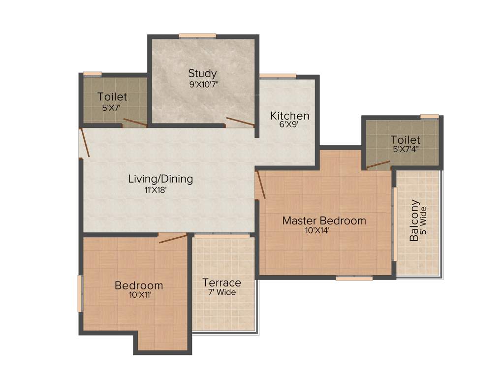 Sangwan Heights (2BHK+2T (1,230 sq ft) Study Room 1230 sq ft)