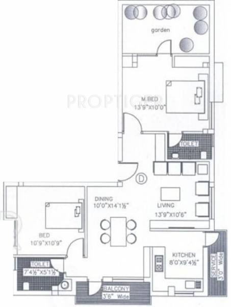 AK Constructions Aaji Bloom Floor Plan (2BHK+2T (1,089 sq ft) 1089 sq ft)