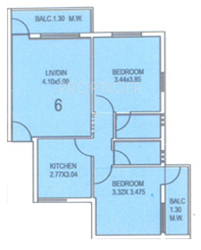 Kurtarkar Real Estate Jairam Phase 3 Floor Plan (2BHK+2T)