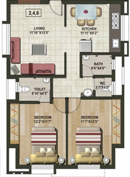 Shree Yashashree Shree Dhanvantari (2BHK+2T (910 sq ft) 910 sq ft)