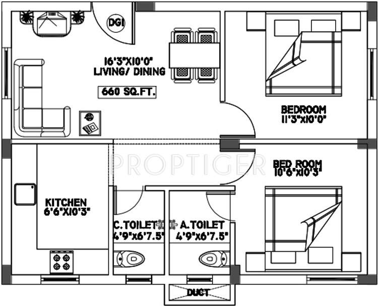 Urban Tree Oakwood (2BHK+2T (660 sq ft) 660 sq ft)