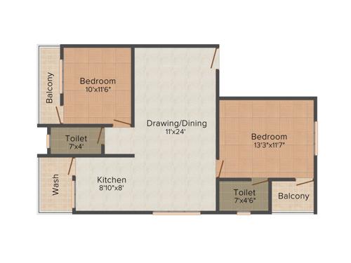 Shree Siddheshwar Pride (2BHK+2T (1,125 sq ft) 1125 sq ft)