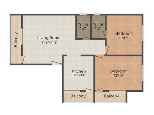 Shree Siddheshwar Sukhakarta Regency (2BHK+2T (1,125 sq ft) 1125 sq ft)