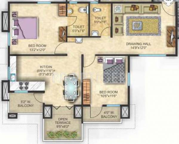 Maxx Sanman (2BHK+2T (950 sq ft) 950 sq ft)