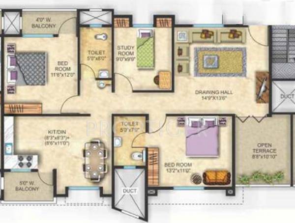 Maxx Sanman (3BHK+3T (1,378 sq ft) + Study Room 1378 sq ft)