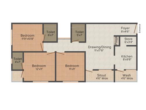 Sigma Realty Gold 3BHK+3T (1,625 sq ft) Sigma Realty Gold 3BHK+3T (1,625 sq ft)