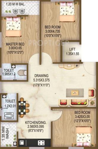 Shree Siddheshwar Chintamani Apartment (3BHK+2T (1,075 sq ft) 1075 sq ft)