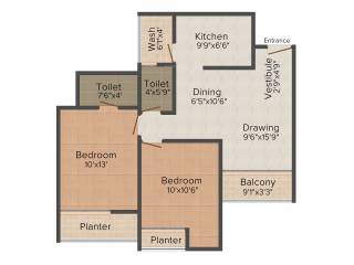 Shri Group Radha Valley 2BHK+2T (940 sq ft) Shri Group Radha Valley 2BHK+2T (940 sq ft)