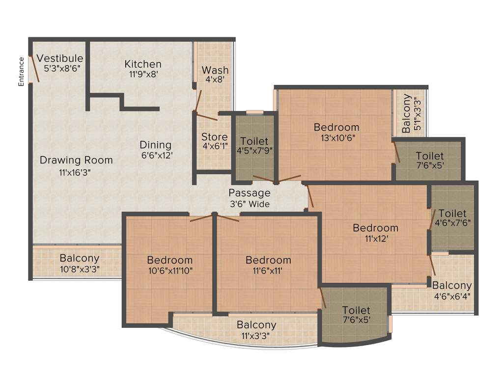 Shri Group Radha Valley 4BHK+4T (1,850 sq ft)