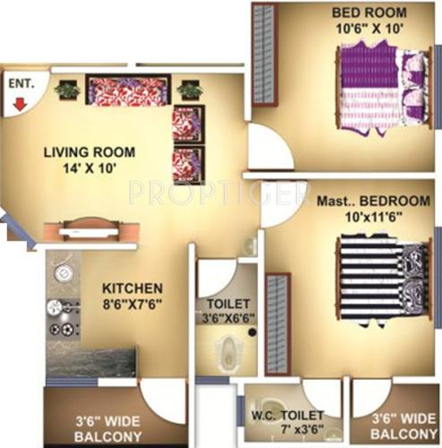 Shree Siddheshwar Regency (2BHK+2T (925 sq ft) 925 sq ft)