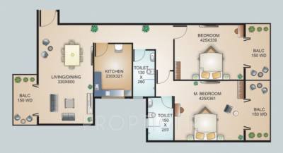 Models Boulevard (2BHK+2T (1,205 sq ft) 1205 sq ft)